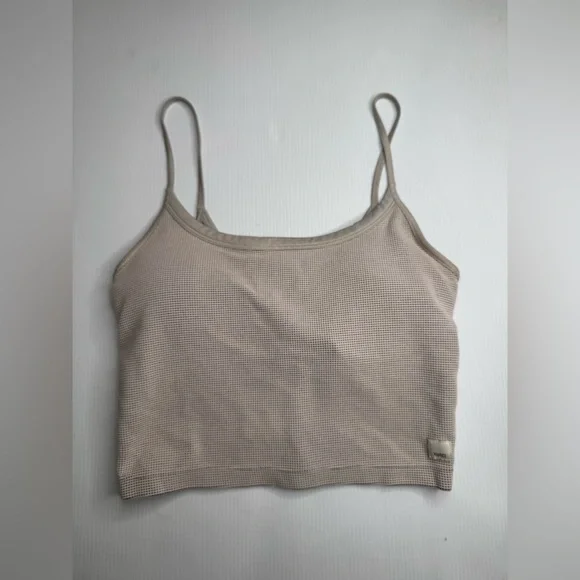 Vuori Cropped Tank Top Built In Bra Beige Size S - Picture 3 of 7